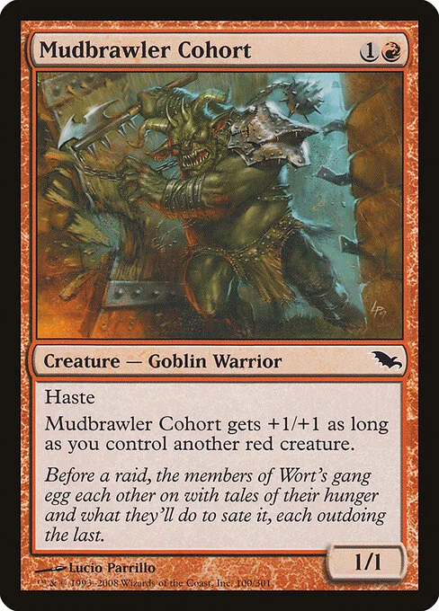 Mudbrawler Cohort, carta Magic di tipo Creature — Goblin Warrior illustrata da Lucio Parrillo