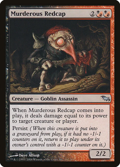 Murderous Redcap, carta Magic di tipo Creature — Goblin Assassin illustrata da Dave Allsop