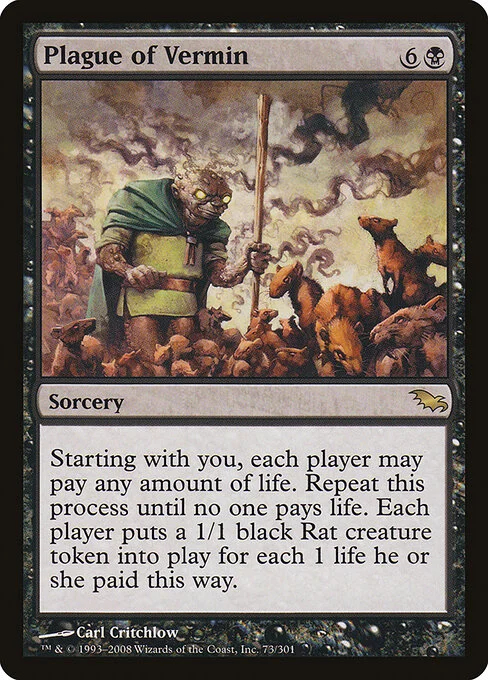 Plague of Vermin, carta Magic di tipo Sorcery illustrata da Carl Critchlow