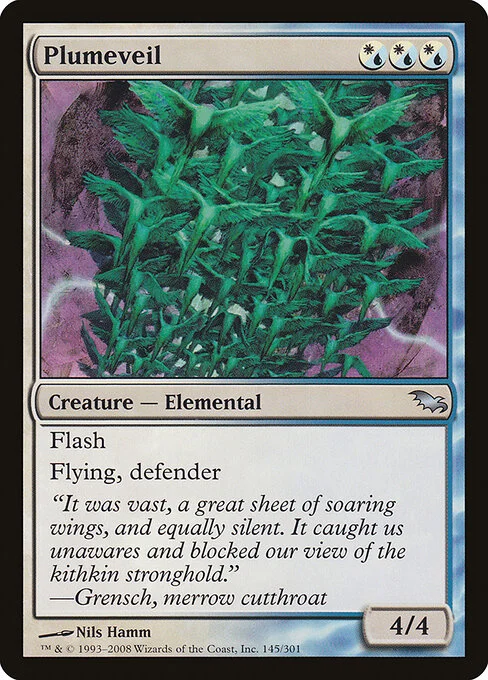 Plumeveil, carta Magic di tipo Creature — Elemental illustrata da Nils Hamm