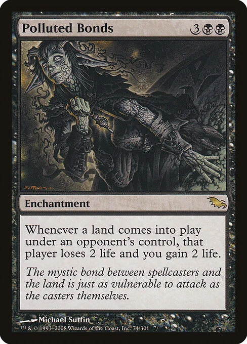 Polluted Bonds, carta Magic di tipo Enchantment illustrata da Michael Sutfin