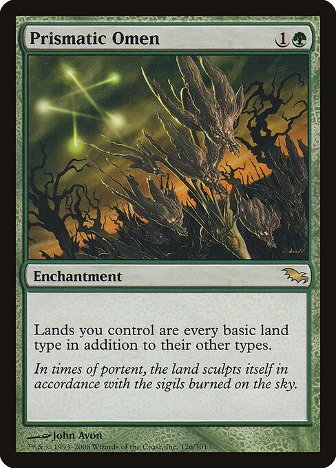 Prismatic Omen, carta Magic di tipo Enchantment illustrata da John Avon