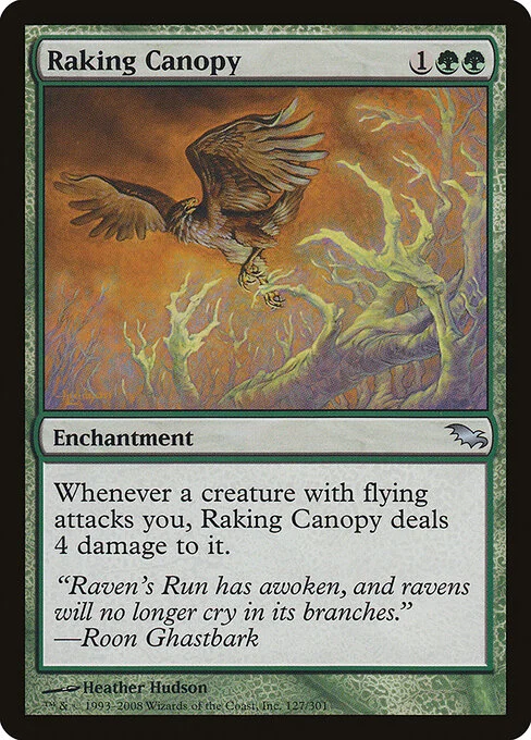 Raking Canopy, carta Magic di tipo Enchantment illustrata da Heather Hudson