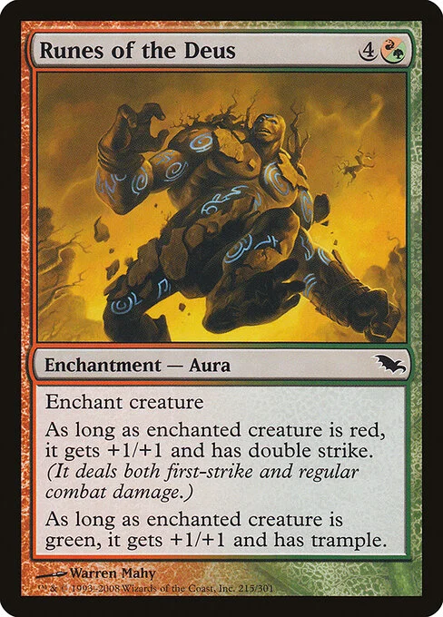 Runes of the Deus, carta Magic di tipo Enchantment — Aura illustrata da Warren Mahy