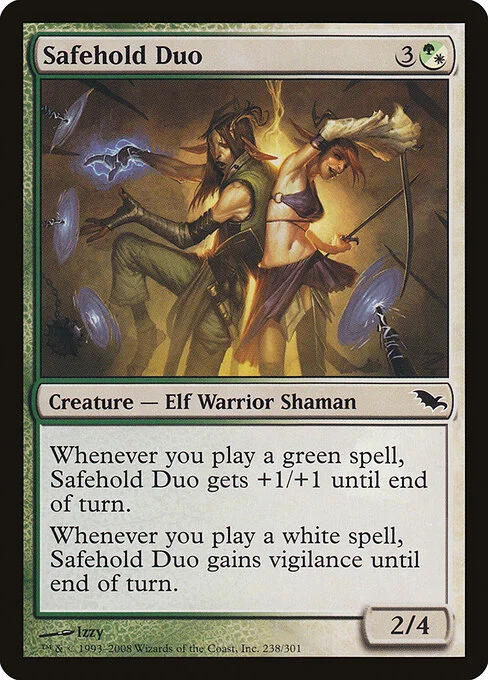 Safehold Duo, carta Magic di tipo Creature — Elf Warrior Shaman illustrata da Izzy