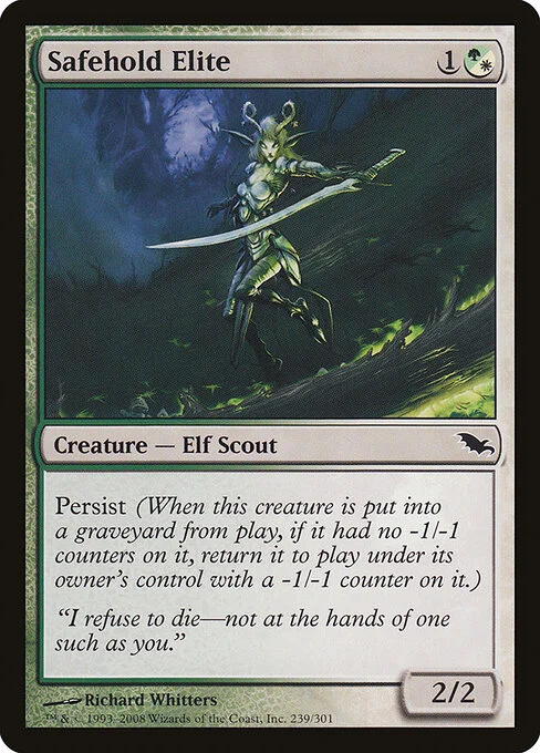 Safehold Elite, carta Magic di tipo Creature — Elf Scout illustrata da Richard Whitters