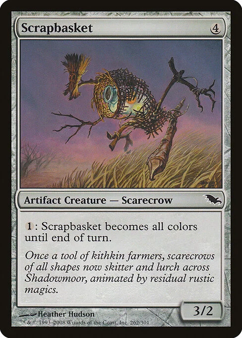 Scrapbasket, carta Magic di tipo Artifact Creature — Scarecrow illustrata da Heather Hudson