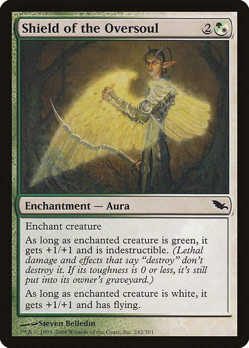 Shield of the Oversoul, carta Magic di tipo Enchantment — Aura illustrata da Steven Belledin