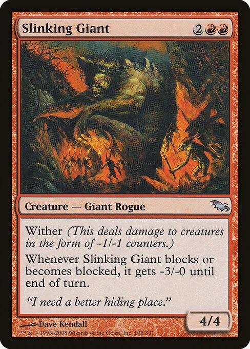 Slinking Giant, carta Magic di tipo Creature — Giant Rogue illustrata da Dave Kendall