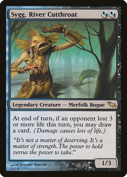 Sygg, River Cutthroat, carta Magic di tipo Legendary Creature — Merfolk Rogue illustrata da Jeremy Enecio