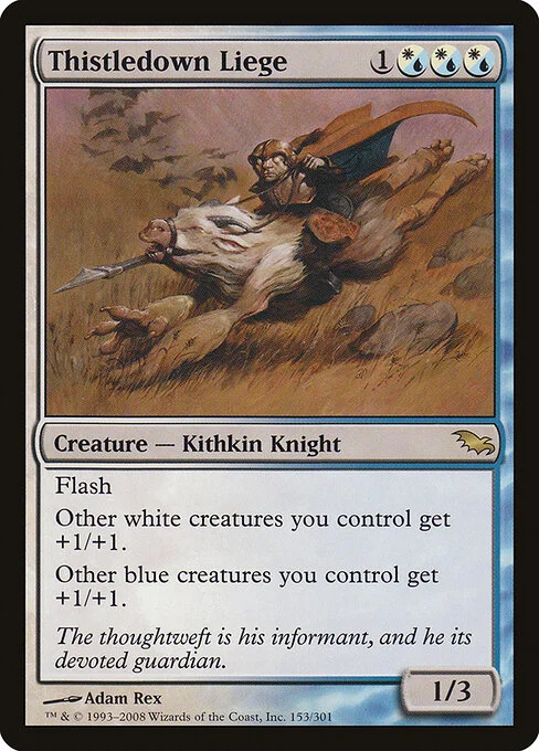 Thistledown Liege, carta Magic di tipo Creature — Kithkin Knight illustrata da Adam Rex