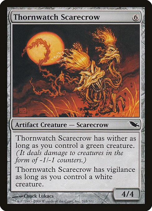 Thornwatch Scarecrow, carta Magic di tipo Artifact Creature — Scarecrow illustrata da Chuck Lukacs