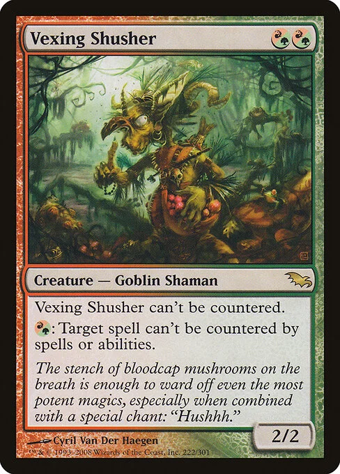 Vexing Shusher, carta Magic di tipo Creature — Goblin Shaman illustrata da Cyril Van Der Haegen
