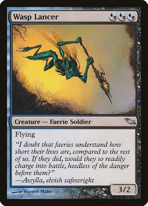 Wasp Lancer, carta Magic di tipo Creature — Faerie Soldier illustrata da Warren Mahy