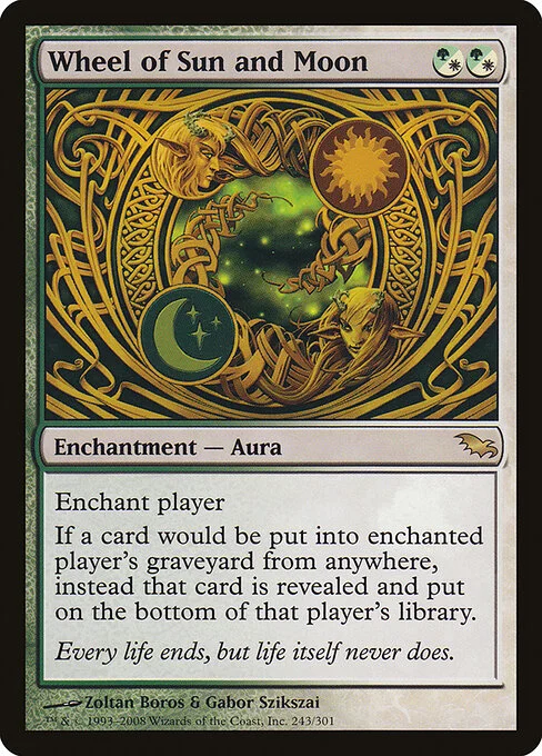 Wheel of Sun and Moon, carta Magic di tipo Enchantment — Aura illustrata da Zoltan Boros & Gabor Szikszai