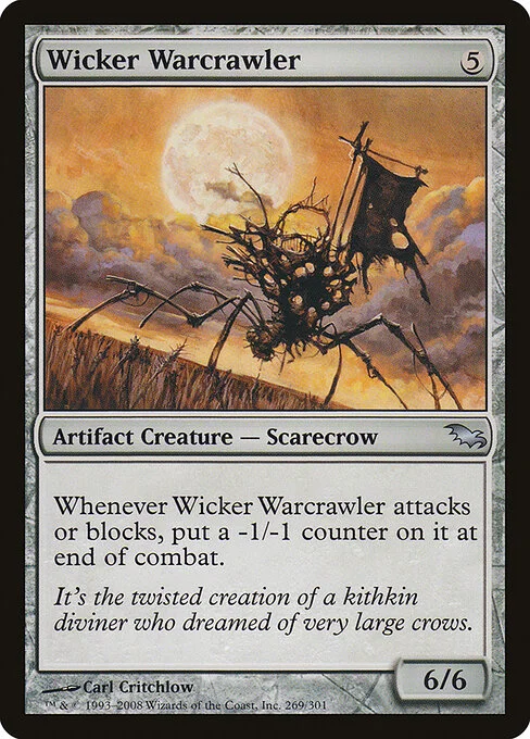 Wicker Warcrawler, carta Magic di tipo Artifact Creature — Scarecrow illustrata da Carl Critchlow