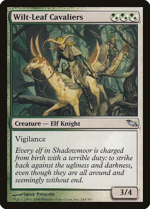 Wilt-Leaf Cavaliers, carta Magic di tipo Creature — Elf Knight illustrata da Steve Prescott