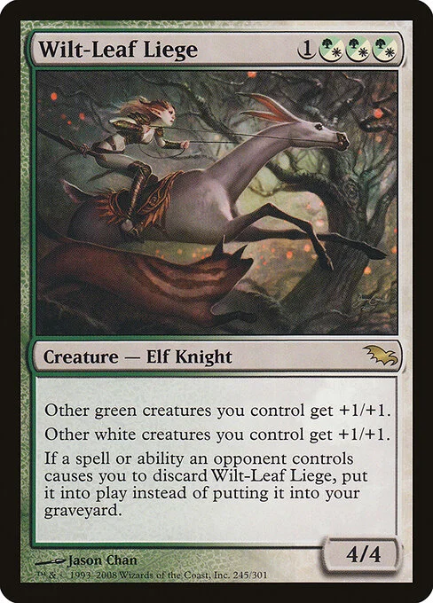 Wilt-Leaf Liege, carta Magic di tipo Creature — Elf Knight illustrata da Jason Chan