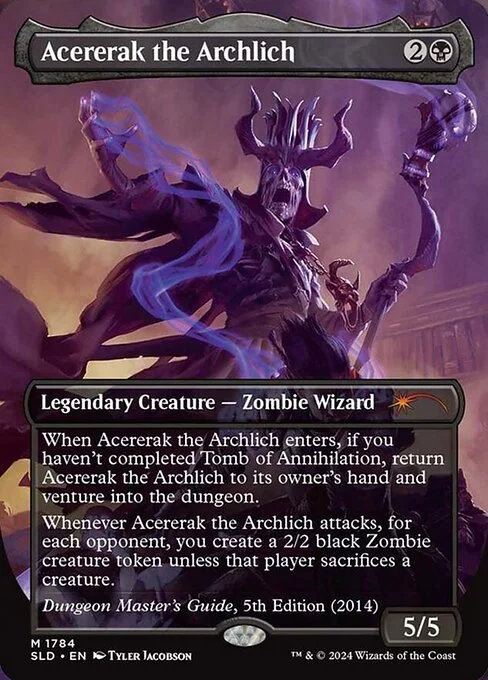 Acererak the Archlich, carta Magic di tipo Legendary Creature — Zombie Wizard illustrata da Tyler Jacobson