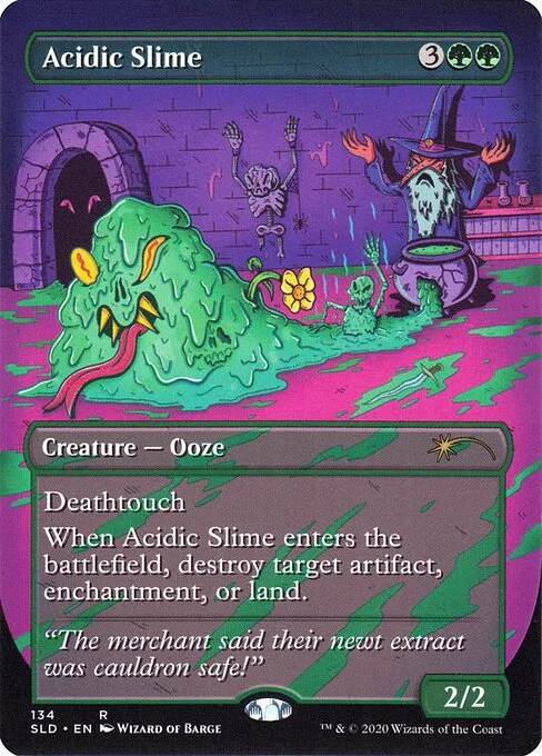 Acidic Slime, carta Magic di tipo Creature — Ooze illustrata da Wizard of Barge