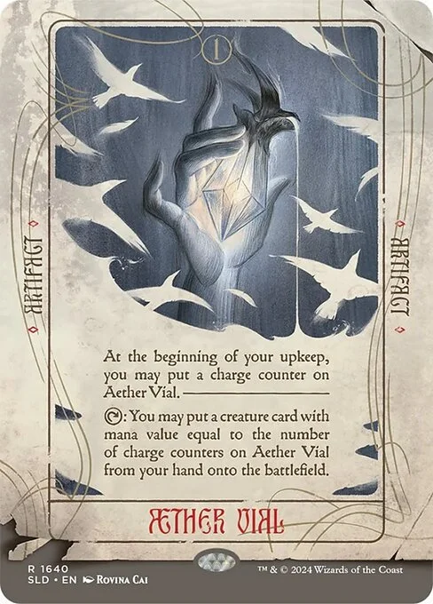 Aether Vial, carta Magic di tipo Artifact illustrata da Rovina Cai