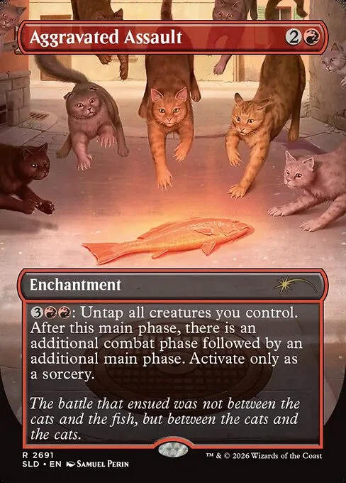 Aggravated Assault, carta Magic di tipo Enchantment illustrata da Samuel Perin