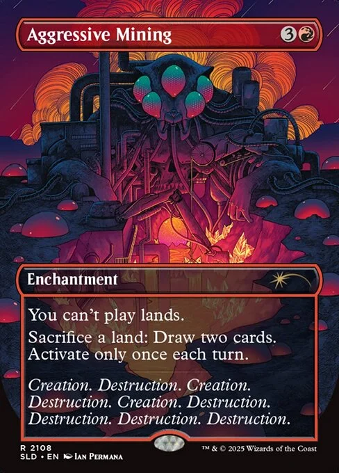 Aggressive Mining, carta Magic di tipo Enchantment illustrata da Ian Permana