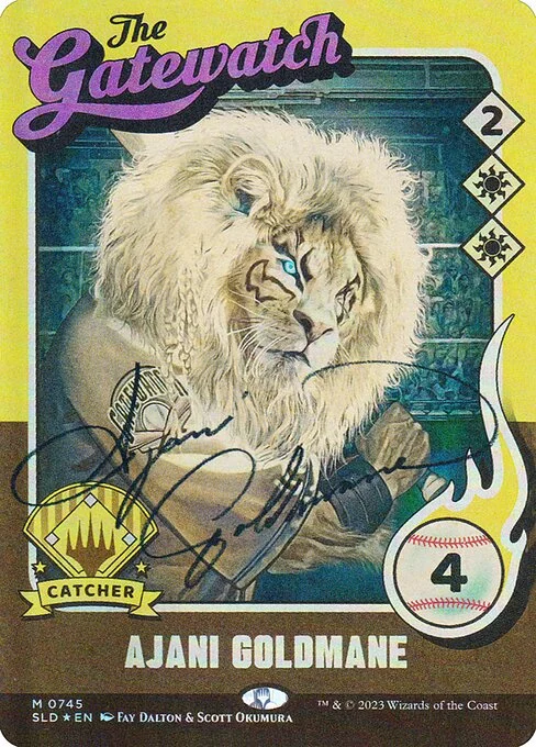 Ajani Goldmane // Ajani Goldmane, carta Magic di tipo  illustrata da Fay Dalton & Scott Okumura