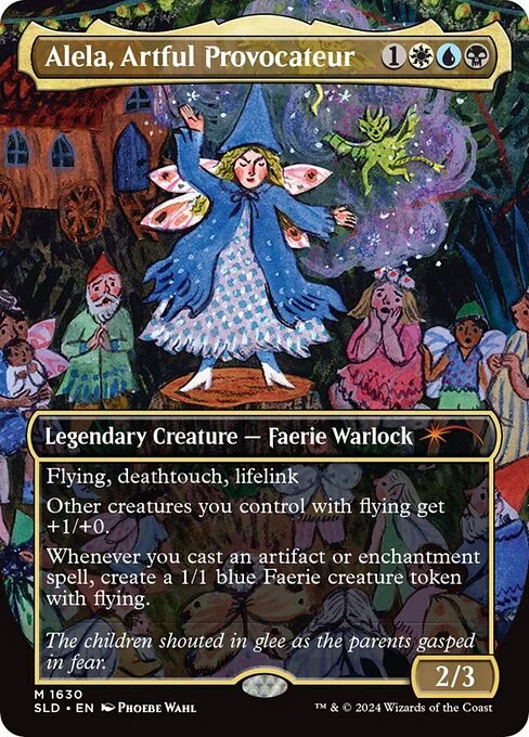 Alela, Artful Provocateur, carta Magic di tipo Legendary Creature — Faerie Warlock illustrata da Phoebe Wahl