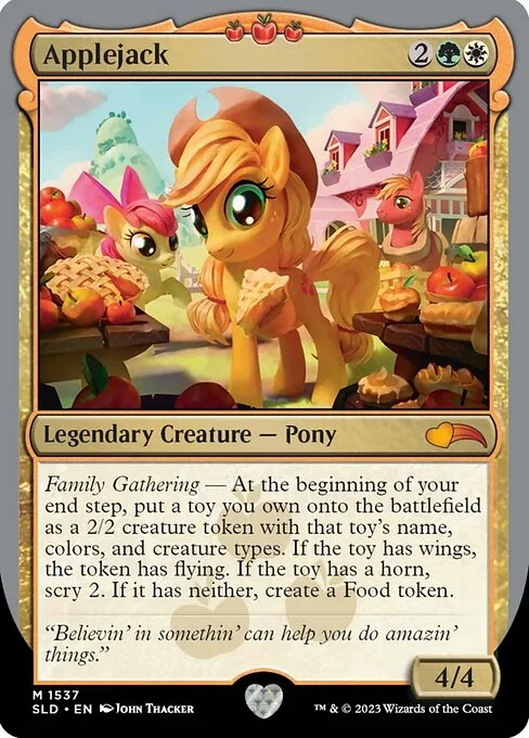 Applejack, carta Magic di tipo Legendary Creature — Pony illustrata da John Thacker