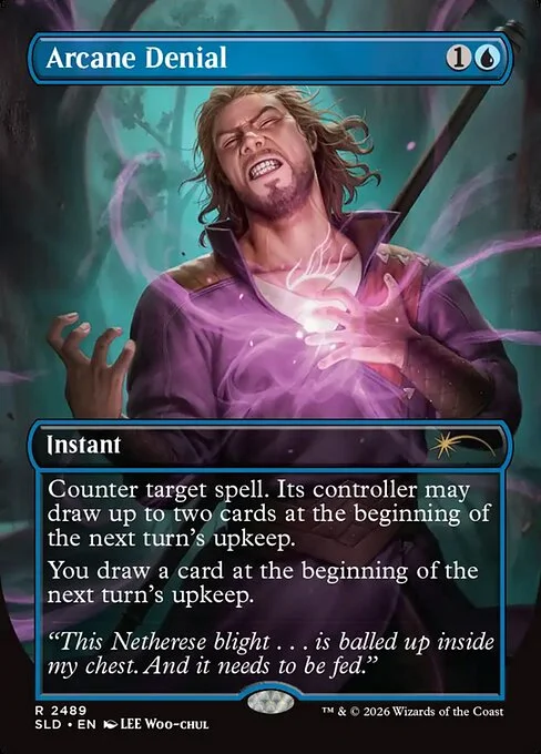 Arcane Denial, carta Magic di tipo Instant illustrata da Lee Woo-chul