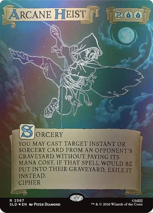 Arcane Heist, carta Magic di tipo Sorcery illustrata da Peter Diamond