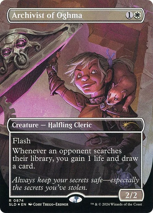 Archivist of Oghma, carta Magic di tipo Creature — Halfling Cleric illustrata da Cory Trego-Erdner