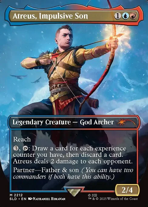 Atreus, Impulsive Son, carta Magic di tipo Legendary Creature — God Archer illustrata da Nathaniel Himawan