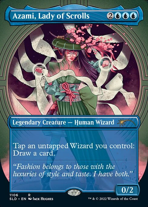 Azami, Lady of Scrolls, carta Magic di tipo Legendary Creature — Human Wizard illustrata da Jack Hughes