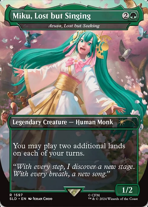 Azusa, Lost but Seeking, carta Magic di tipo Legendary Creature — Human Monk illustrata da Jehan Choo