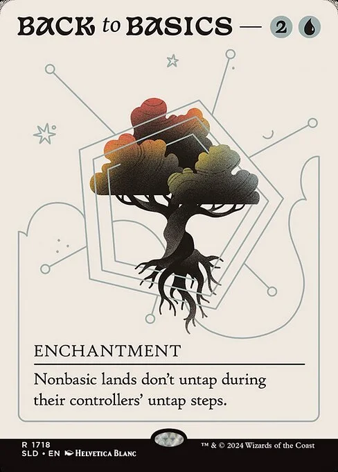 Back to Basics, carta Magic di tipo Enchantment illustrata da Helvetica Blanc