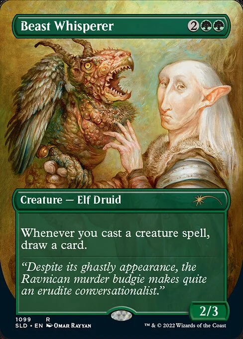 Beast Whisperer, carta Magic di tipo Creature — Elf Druid illustrata da Omar Rayyan