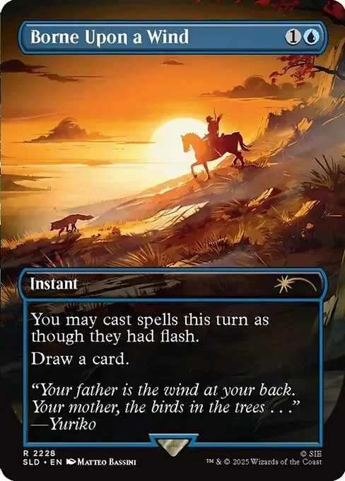 Borne Upon a Wind, carta Magic di tipo Instant illustrata da Matteo Bassini