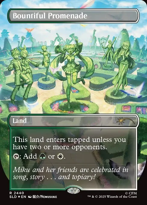 Bountiful Promenade, carta Magic di tipo Land illustrata da Nemusuke