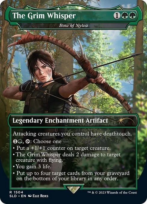 Bow of Nylea, carta Magic di tipo Legendary Enchantment Artifact illustrata da Eliz Roxs