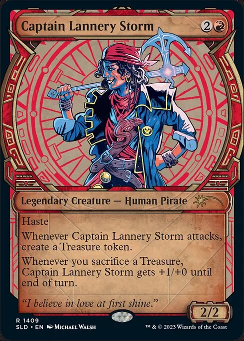 Captain Lannery Storm, carta Magic di tipo Legendary Creature — Human Pirate illustrata da Michael Walsh