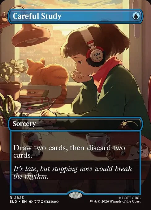 Careful Study, carta Magic di tipo Sorcery illustrata da Tetsuko