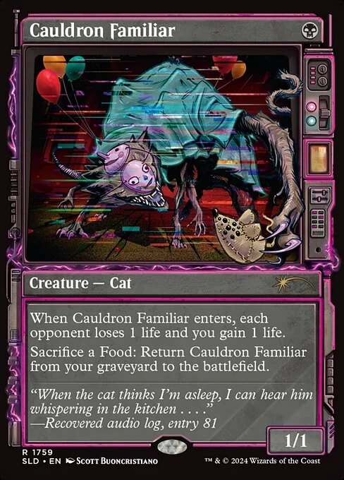 Cauldron Familiar, carta Magic di tipo Creature — Cat illustrata da Scott Buoncristiano