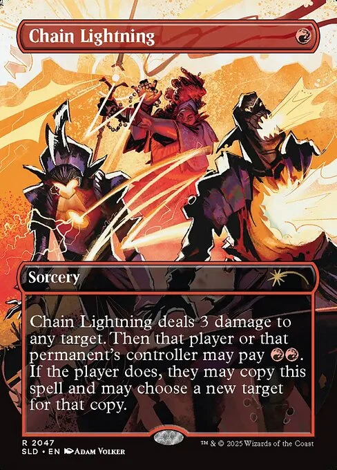 Chain Lightning, carta Magic di tipo Sorcery illustrata da Adam Volker