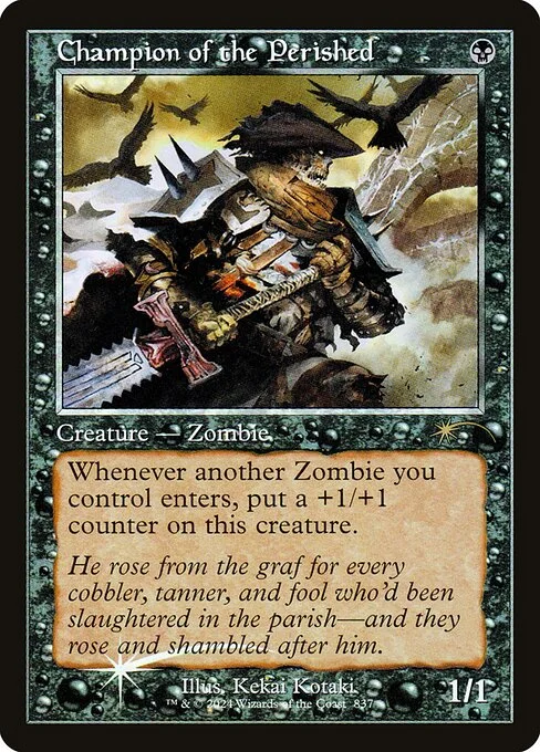 Champion of the Perished, carta Magic di tipo Creature — Zombie illustrata da Kekai Kotaki