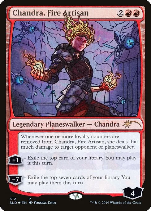 Chandra, Fire Artisan, carta Magic di tipo Legendary Planeswalker — Chandra illustrata da Yongjae Choi
