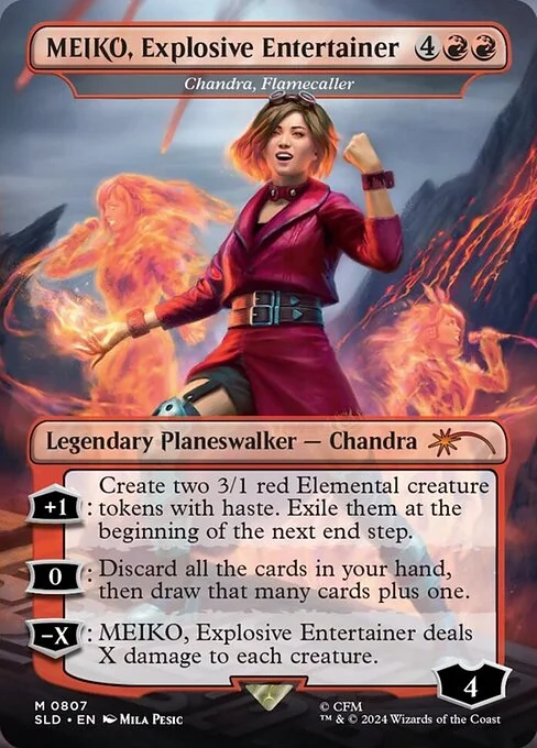 Chandra, Flamecaller, carta Magic di tipo Legendary Planeswalker — Chandra illustrata da Mila Pesic