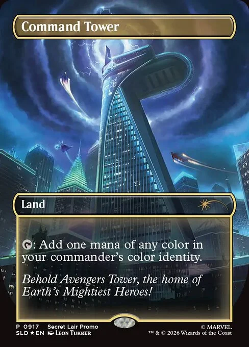 Command Tower, carta Magic di tipo Land illustrata da Leon Tukker