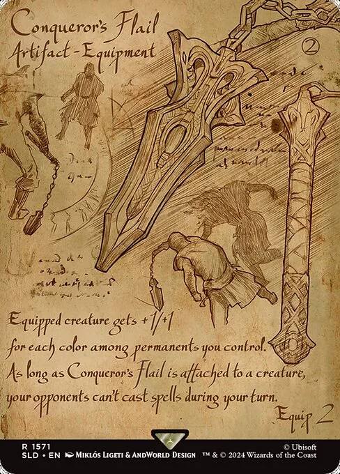 Conqueror's Flail, carta Magic di tipo Artifact — Equipment illustrata da Miklós Ligeti & AndWorld Design